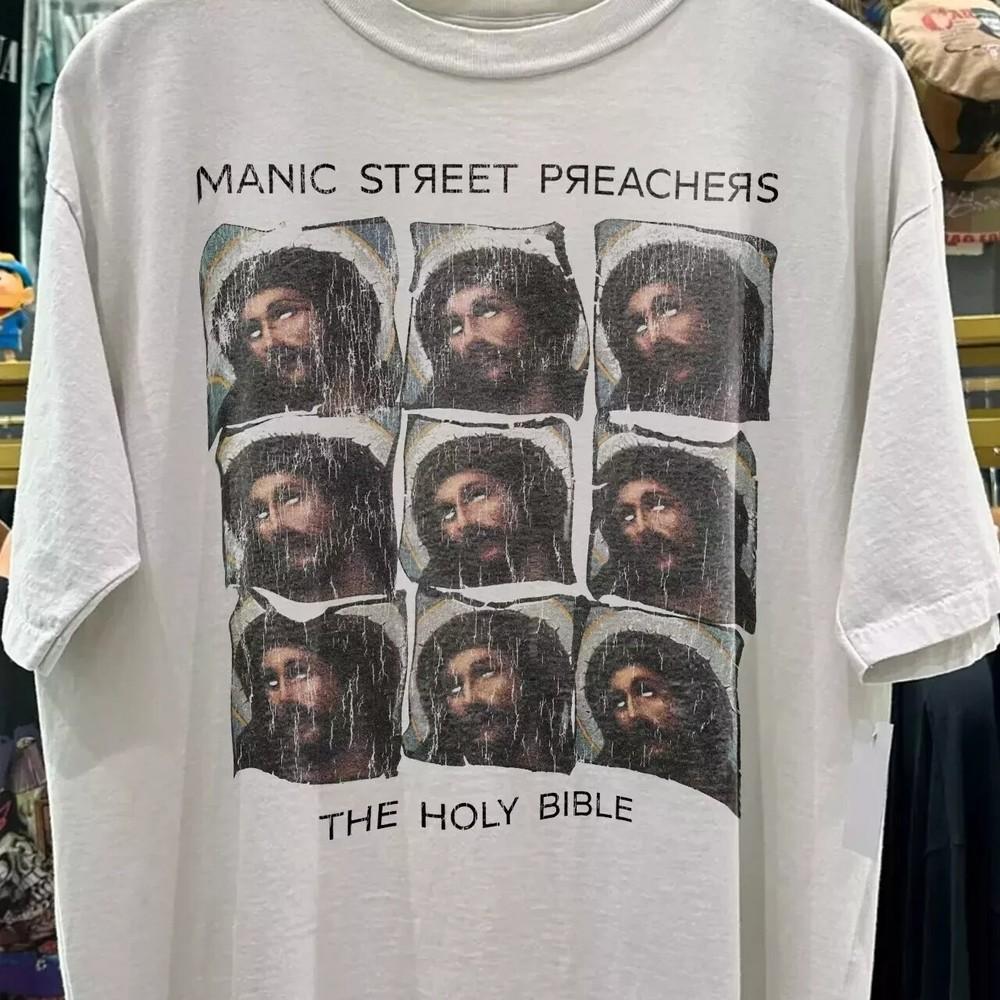 Remake Manic Street Preachers Band Short Sleeve White Unisex Tshirt Reprint Unisex T-Shirt S