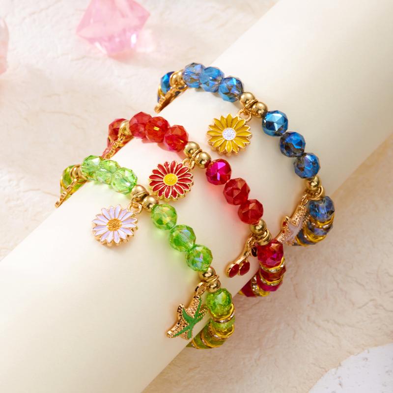 Sunflower Bead Bracelet For Women Bohemian Starfish Flower Charm Alloy Bracelet Friendship Jewelry Gifts