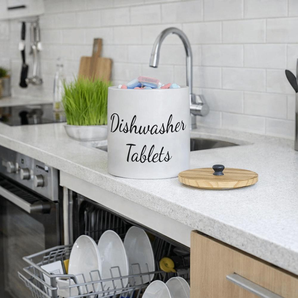 Wide Opening Dishwasher Tablet Container Round Laundry Pods Container Bathroom