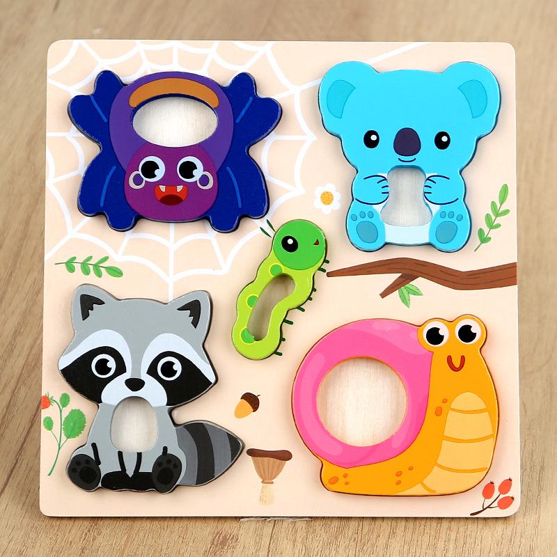 3D Stereo Fishing Puzzle – Educational Wooden Toy for Kids 4-6, Cognitive Animals & Transportation Shape Matching