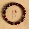 Authentic Small-leaf Rosewood Finely Crafted Straight-cut Barrel Beads Rosewood Bracelet with Micro-inlaid Colored Diamonds, Vintage Style for Men