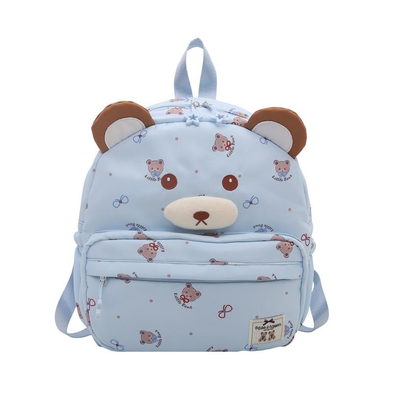 Schoolbag cartoon three-dimensional bear children's backpack printed kindergarten baby school bag boys and girls outdoor leisure backpack bag