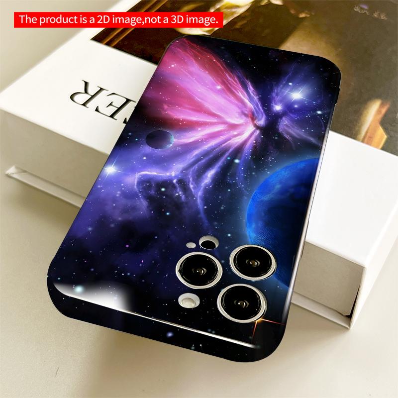 2DFlat Cosmic Nebula Galaxy Space Scene Phone Case All Inclusive Film Hard iPhone Case, Compatible with iPhone 18 Pro Max 17 16 15 14 13 12 11