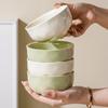 Cream Style Green Bowls for Home Use New Ceramic Underglaze Colour High Aesthetic Solid Tableware 380ml Creative Rice Bowl