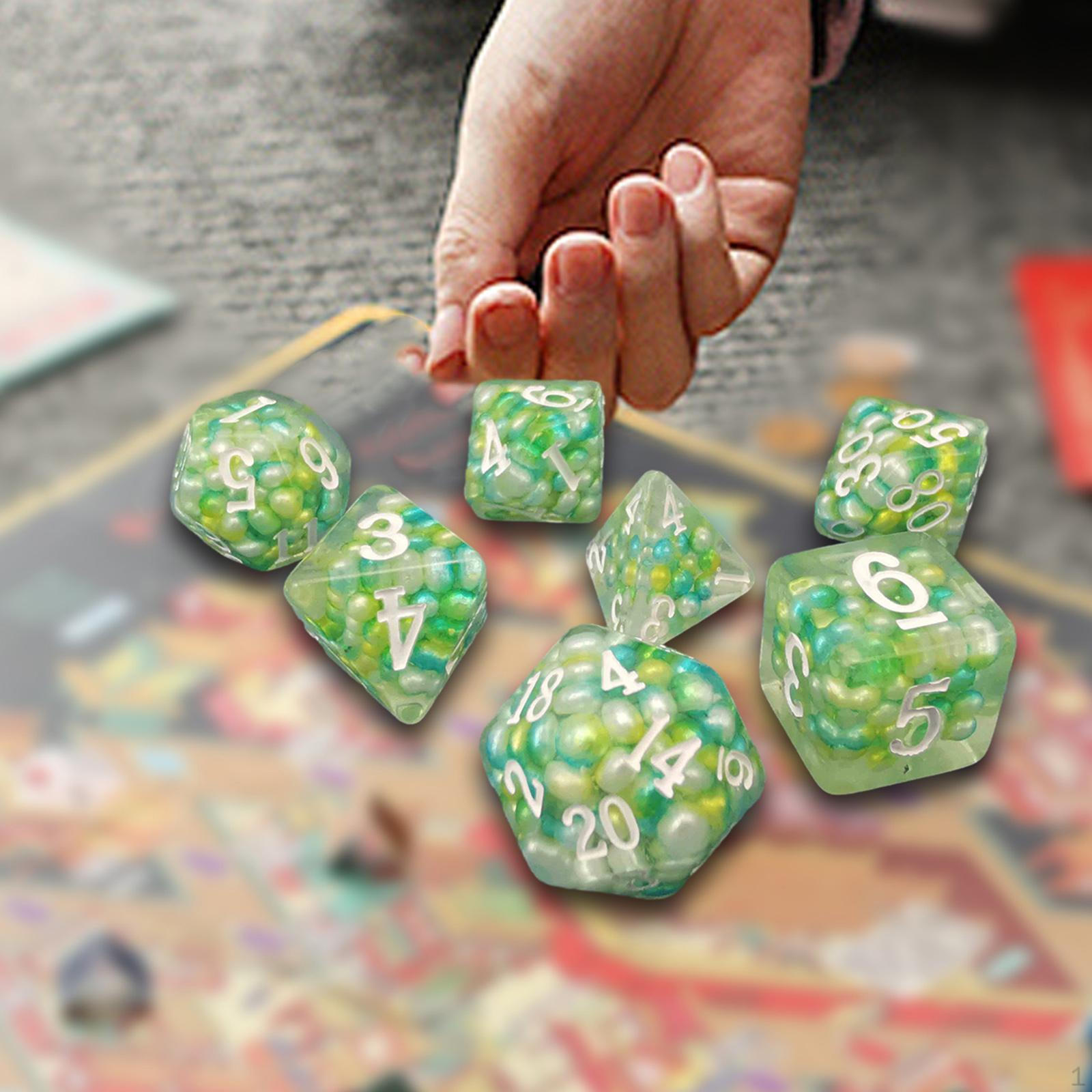 

7 штук многогранные игральные кости многосторонние D4 и D6 D8 D10 D12 D20 настольные игры для вечеринок зелёный