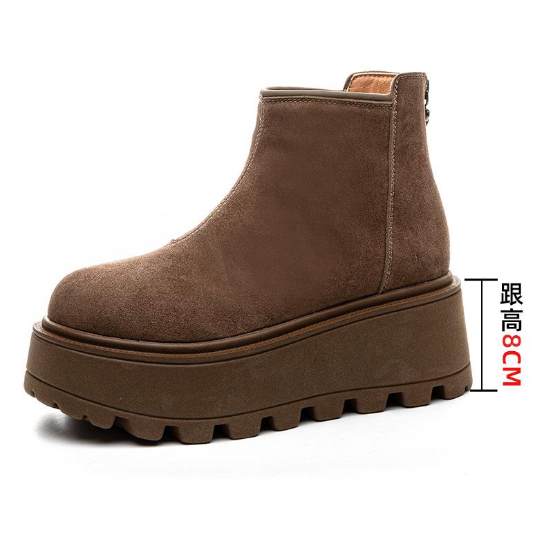 Casual Short Boots Women's 2025 New Martin Boots Non-slip Heightening Thick-soled Snow Boots Children's Autumn and Winter Leather Women's Shoes