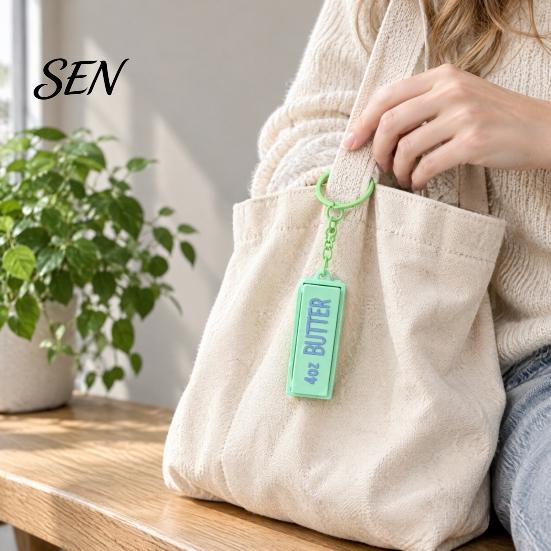 Colorful Backpack Ornament Butter Bar Fidget Keychain, Clicker Toy for Stress Relief, Cute Portable PLA Accessory Macaron Color Bag Charm, Novelty