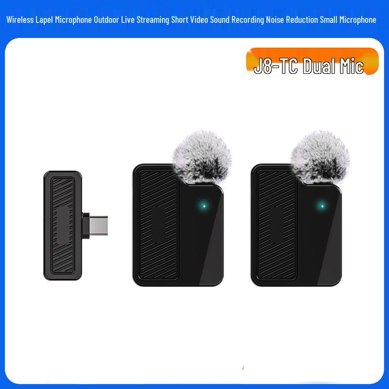 Dual Wireless Lavalier Microphone for Outdoor Live Broadcasts and Video Recording with Noise Reduction