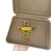 Custom Rhinestone Metal Cross & Lips Brooch - Vintage Style for Women
