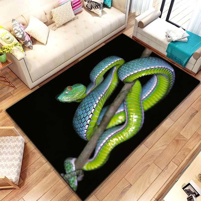 Horrible Snake Pet Area Rug,Wild Animal Carpet for Living Room Bedroom Sofa Doormat Kitchen Decoration,Non-slip Floor Mat Gift