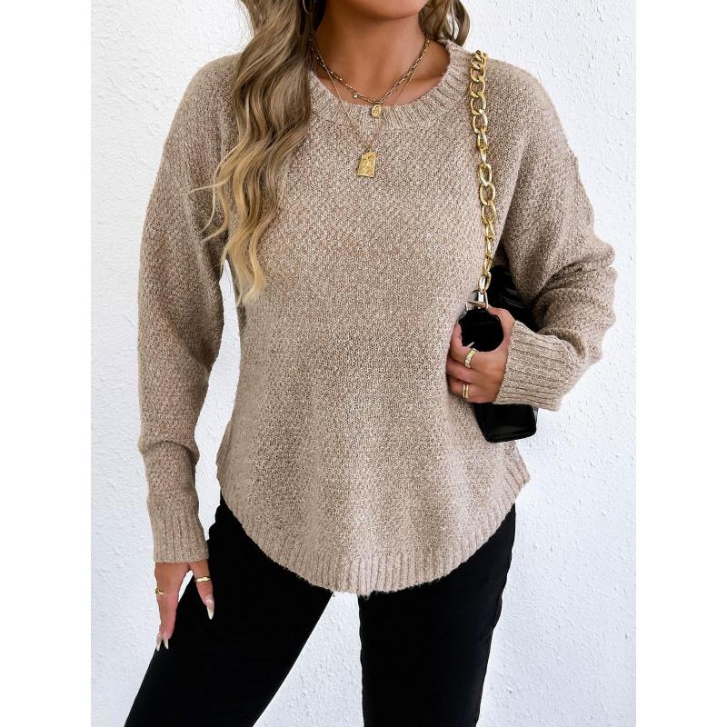 Women's Autumn Winter Pullover Top Women's Floral Velvet Knitted Sweater Casual Base Shirt Round Neck Sweater