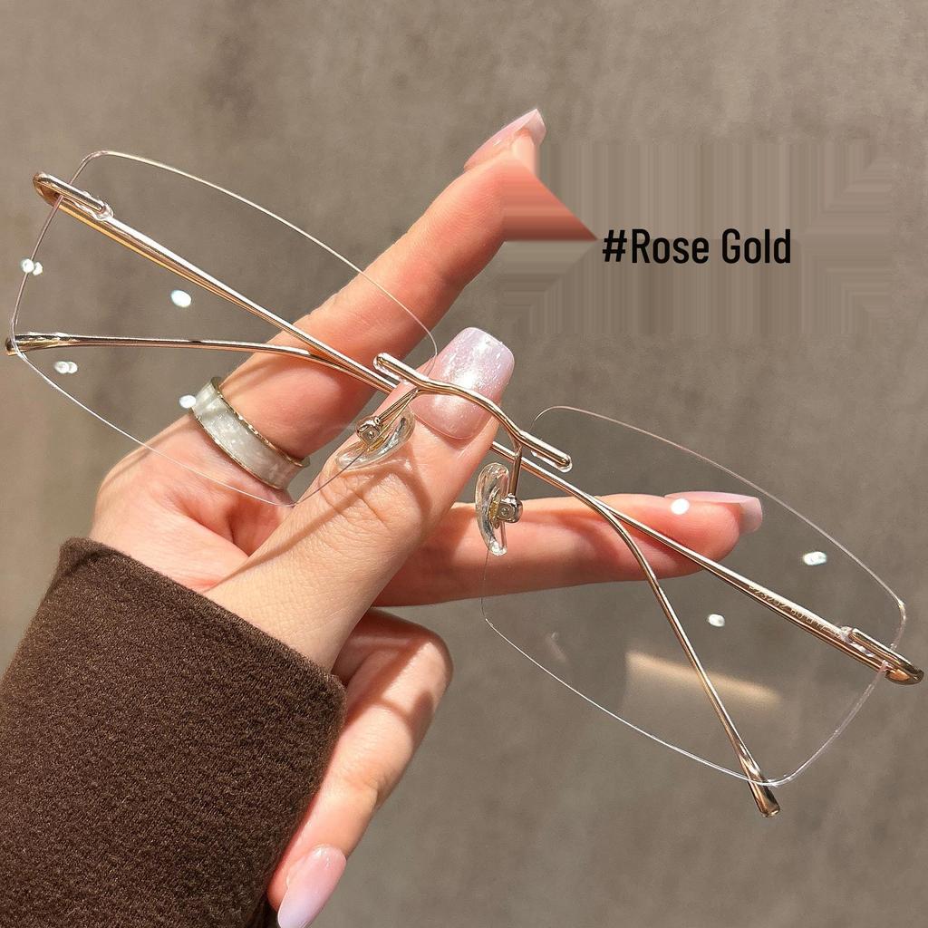 Men's Ultralight Frameless Glasses: Gold Wire Rimless, Prescription-Ready for Myopia, High-End Business Style