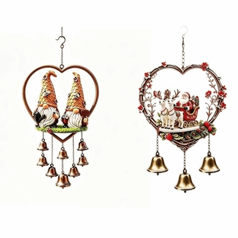 Santa Claus Christmas Wind Chime Home Decor Elk Metal Wind Chime Acrylic 2D Flat Christmas Hanging Ornament Window