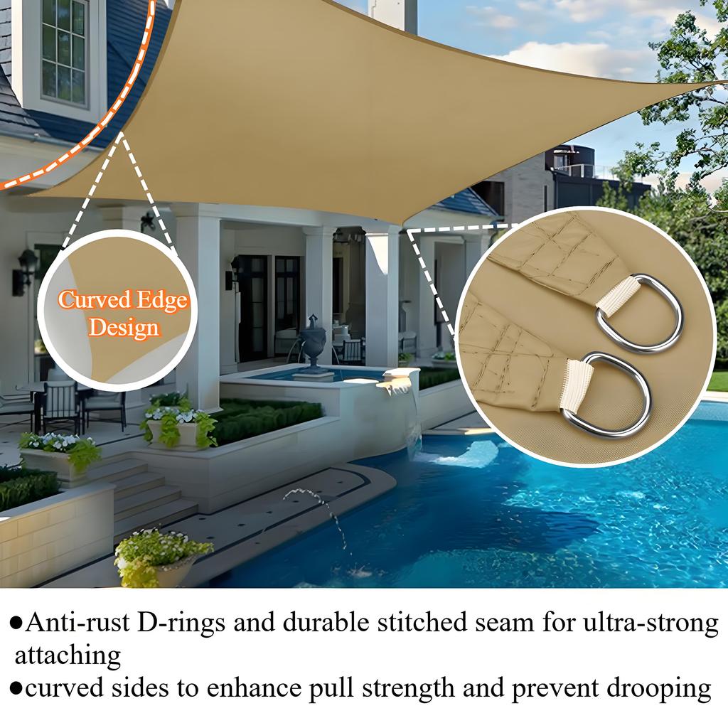 Lona Vela de Sombra para Arena Sol Impermeable Toldo Pantalla Protector Solar para Jardín Resistente Protección UV Borde Curvo Tela Tienda Refugio Solar