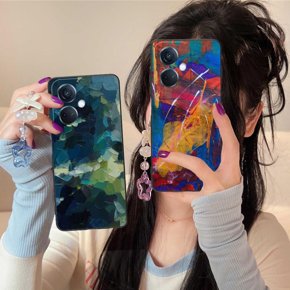 Abstract Oil Painting Phone Case for OPPO Reno 14 13 12 11 10 9 8 7 6 5 F T Pro 5G Soft TPU Shockproof Cover