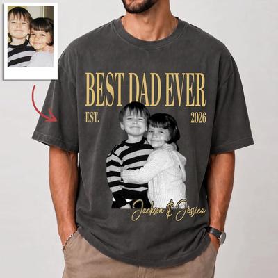 Individuelles Vintage-Foto-Shirt für Papa, Individuelles Vatertags-Shirt mit Kinderfoto, Individuelles Best Dad Ever Shirt, Geschenk für neuen Papa, aO05VfUb