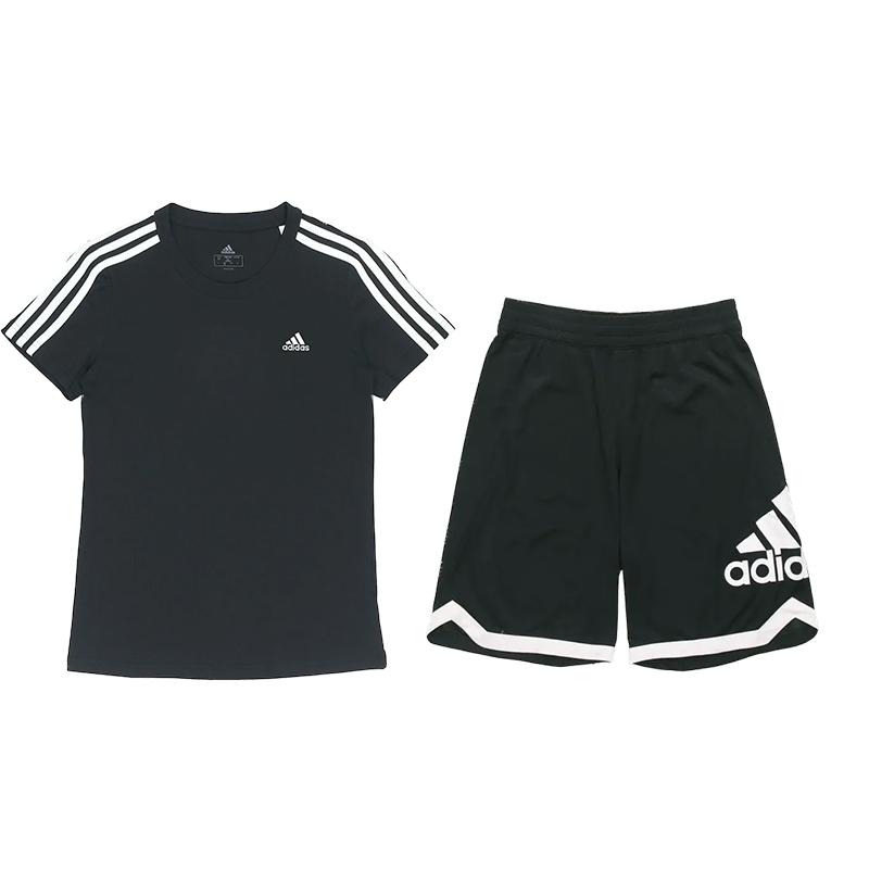 

Футболка Adidas Street Style Minimalist Striped с круглым вырезом и коротким рукавом, шорты с логотипом, повседневный спортивный комплект GL0784+DP4768 XXL