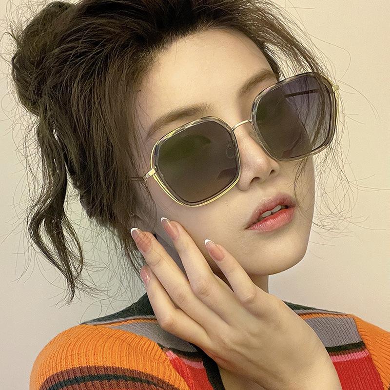 Sunglasses Women'S Trendy Sunglasses Sun Protection Uv Protection Big Face Thin