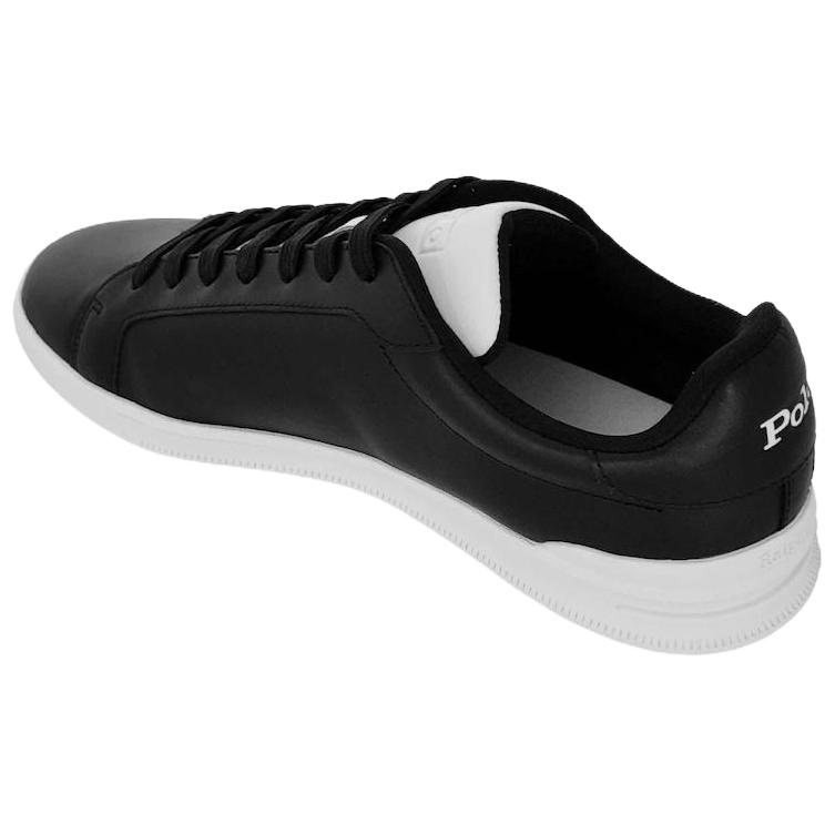 Polo Ralph Lauren Heritage Court II Leather Round Toe Lace-Up Logo Detail Low-Top Sneakers Men sneakers Black 809944784004