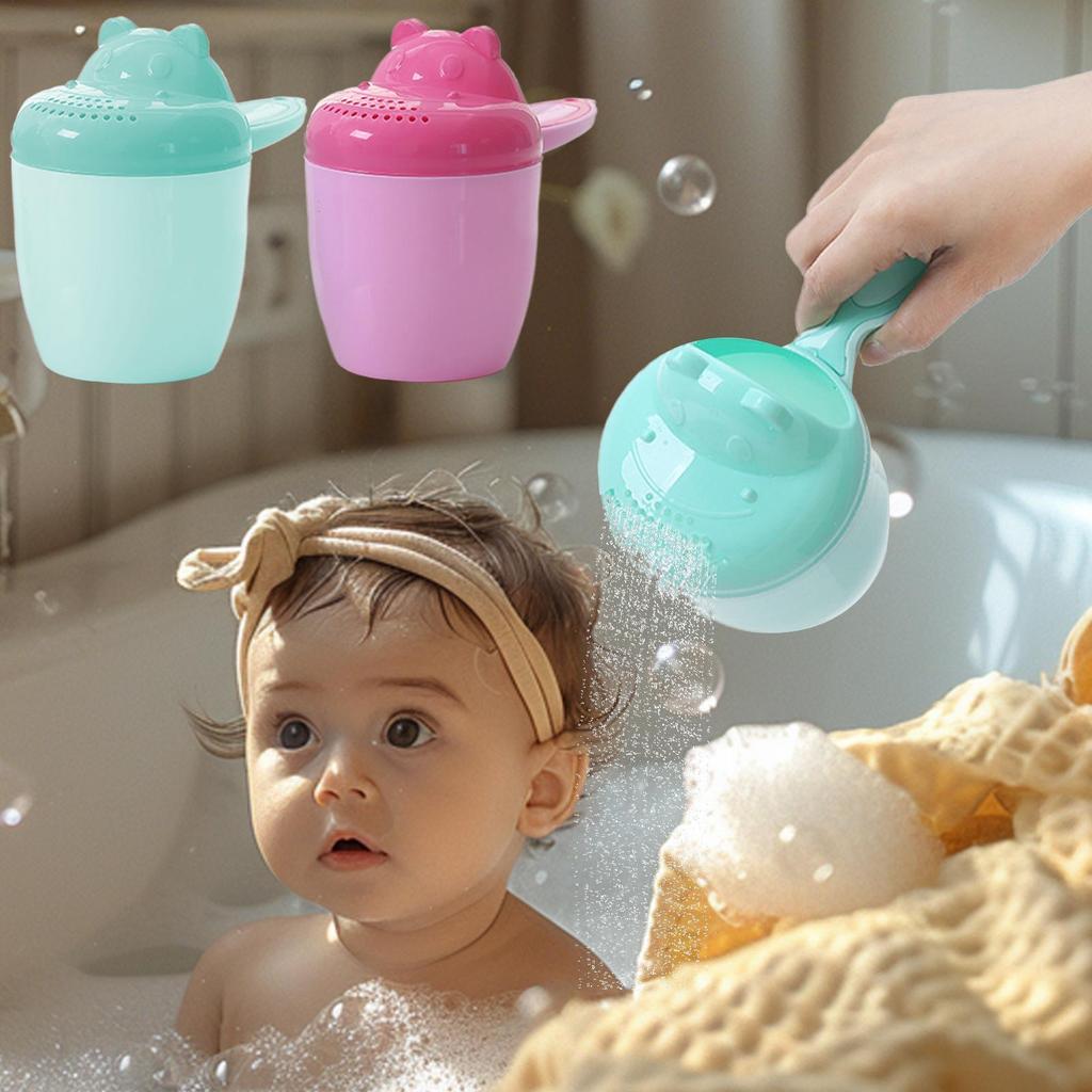 Cute Cartoon Baby Bath Caps Toddle Shampoo Cup Children Bathing Bailer Baby Shower Spoons Child Washing Hair Cup Kids Bath Tool