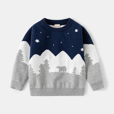 Lässiger Pullover für Jungen, Kinderpullover mit doppeltem Baumwollfaden und Bärenunterseite
