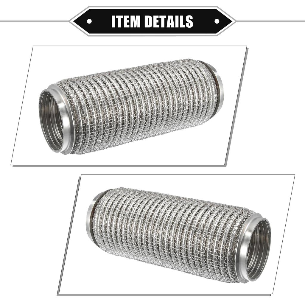 ABSOPRO Auto Auspuff Flexibles Auspuff Flex Verbindungsrohr Universal für Langlebiges Edelstahl Silberton Rohr, 76x254mm, Faltenbalg, Autos, Stahl,