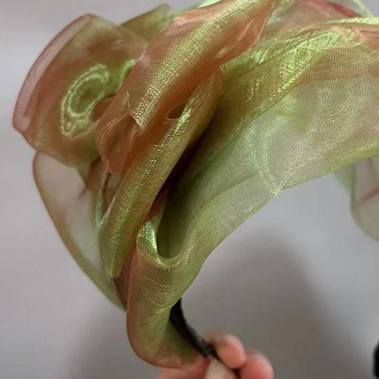 Women Headband Thin Bowknot Mesh Yarn Decor Lightweight Hairband Bright Colors Wide