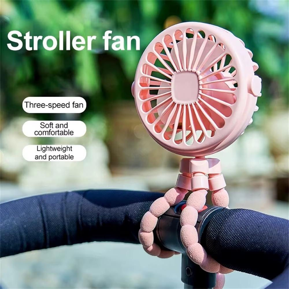 Multifunctional Mini Fan for Baby Stroller USB Rechargeable Lithium Handheld Octopus Fan for Crib Stroller Accessories