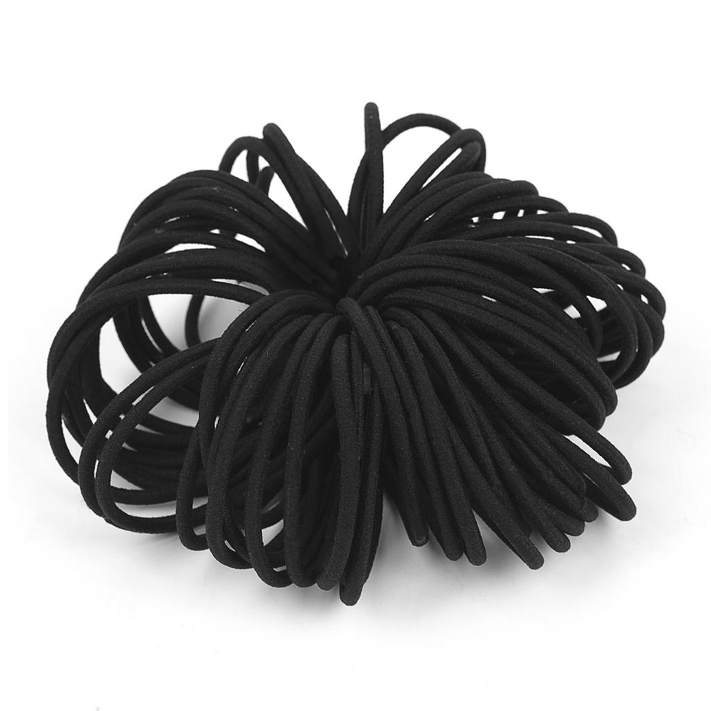 50pcs Women Elastic Ponytail Holder Black Hair Ropes