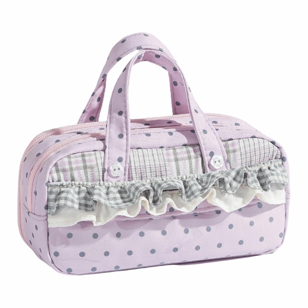Multi-Layer Pencil Case Ruffle Lace Trim Pencil Pouch Large Capacity Stationery Organizer  Students