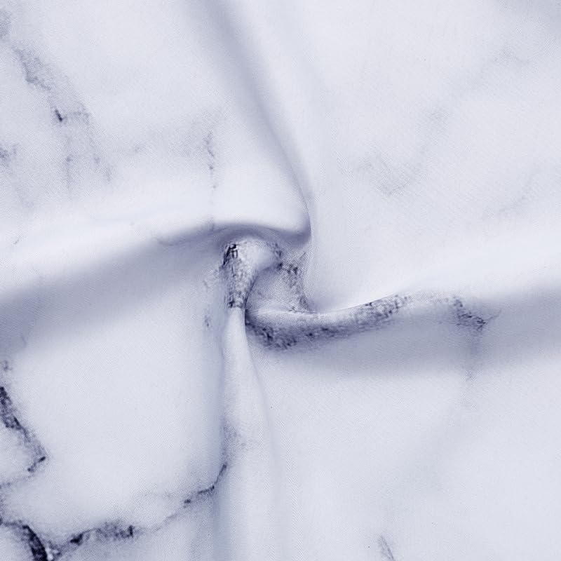 Gray And White Marble Shower Curtain Set With Hooks, Abstract Modern Luxury Gray And White Marble Bathroom Shower Curtain