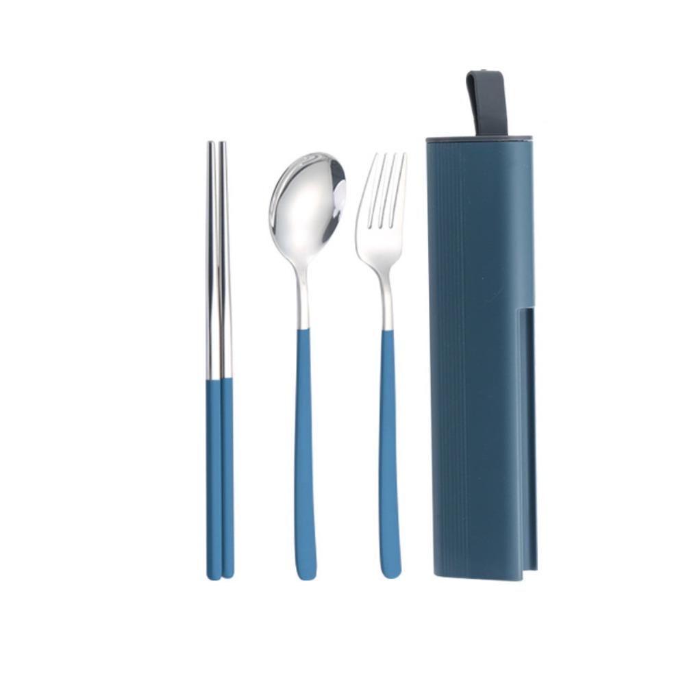 2/3Pcs Pull-out Cutlery Box Stainless Steel Tableware Set  Travel Use