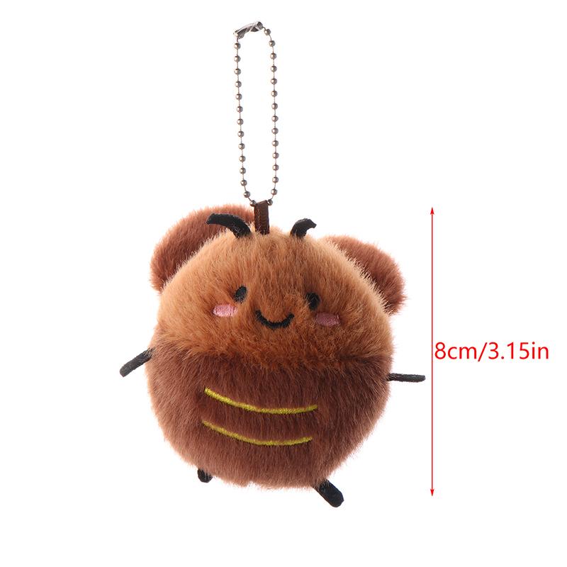 Cartoon Cockroach Plush Keychain Stuffed Animal Doll Keyring Lovely Backpack Pendant Car Key Holder Decoration Couple Gifts