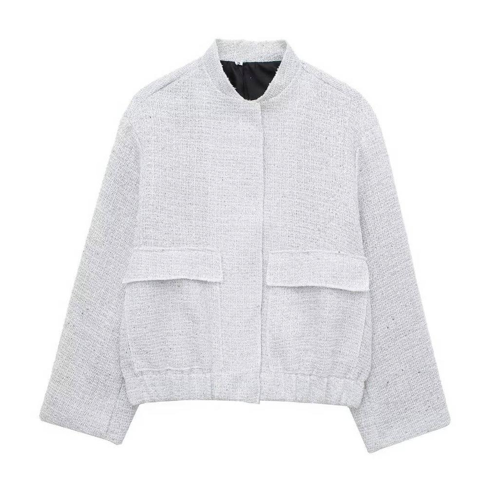 Autumn Sequins Golden Loose Jacket for Women Sparkle Long Sleeve Casual Bomber Jacket with Pockets Female Fashion Coats