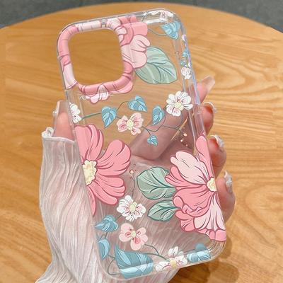 Summer Floral Rose Printed Phone Case For iPhone 15 14 16 Pro Max 13 12 11 Mini 7 8 Plus XR X XS SE  Airbag Anti-Drop Cover