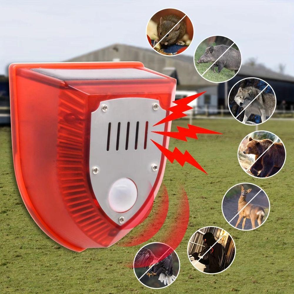 Waterproof Solar Alarm Solar-powered Portable Solar Lamps Multifunctional Animal Deterrent Security Alarm Siren Garage Security