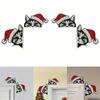 1pc Christmas Cat Door Frame Decoration - Santa Hat Cats with Green Eyes, Artificial Wood Indoor/Outdoor Holiday Decor