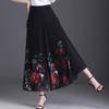 Women's Chiffon Wide Leg Pants Summer Chinese Style Floral Pants Skirt Pants Loose High Waist Retro Pants Skirt