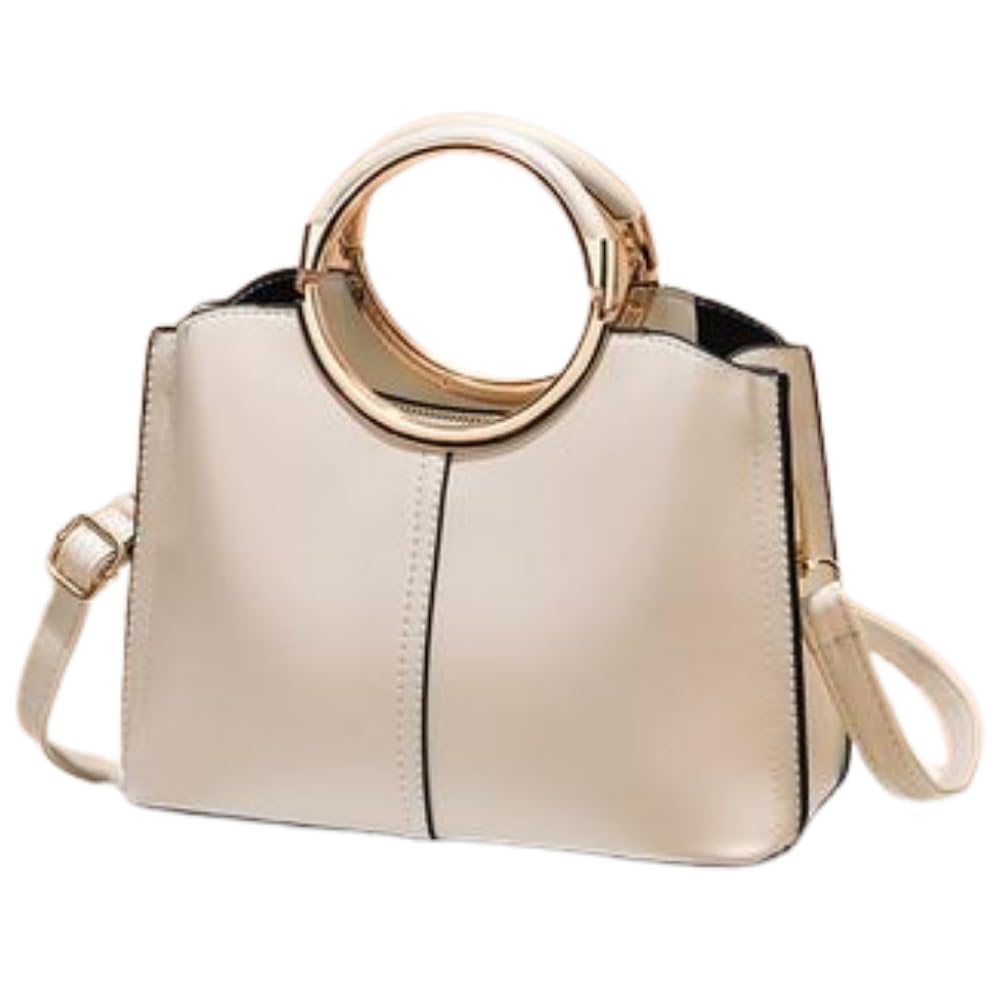 ORIJIRI Women s Large Capacity Shoulder Bag, Popular Handbag, 2-Way Bag, Cute PU Leather (White)