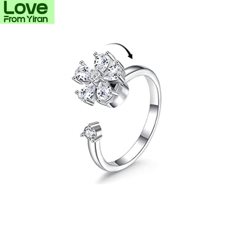 Finger Spinner Rings Fidget Anxiety Rings Sunflower For Women Relieving Anxiety Rings Rotate Anti Stress Rings Toy GirlTrendy Rings