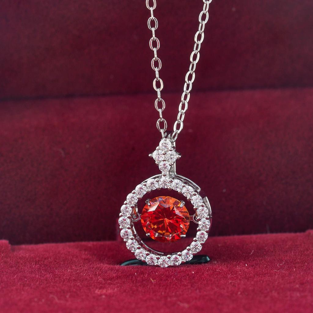 6.5mm S925 Sterling Silver Sparkling Round Halo Moissanite Pendant Necklace D VVS1 Fine Jewelry For Women