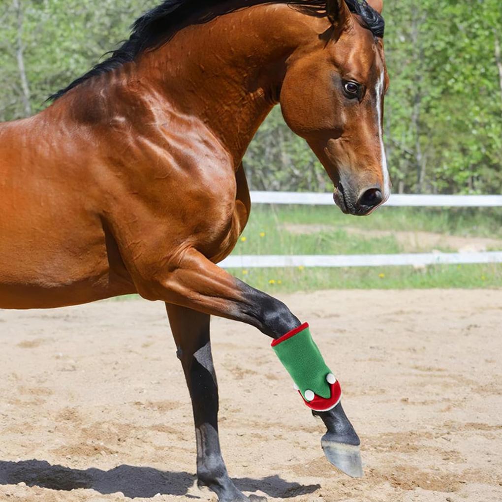 Christmas Horse Party Costume Accessoriesset 5 Pcs Santa Leg Wraps With Faux Fur Trim