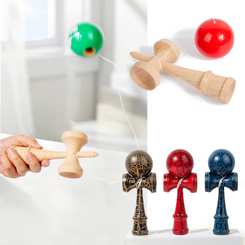 Crack Painted Kendama Toy Outdoor Fitness Balls Train Eye-hand Coordination for Children Adults Outdoor Fun Juggling Sports Ball