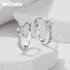 WOSTU Top Quality Star Huggie Earrings with 925 Silver Needle Wedding Zircon Hoop Earrings Hypoallergenic Party Daily Wear Gift
