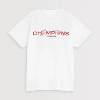 Arsenal 25-26 Season Champion Graphic Cotton T-shirt 2026 Summer New Men's Clothing Women's Fashion Football Commemorate T Shirt