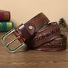 Woven Leather Belt Male Leather Pin Buckle Handmade Retro Old Fashion Young Personality Brass Buckle Belt