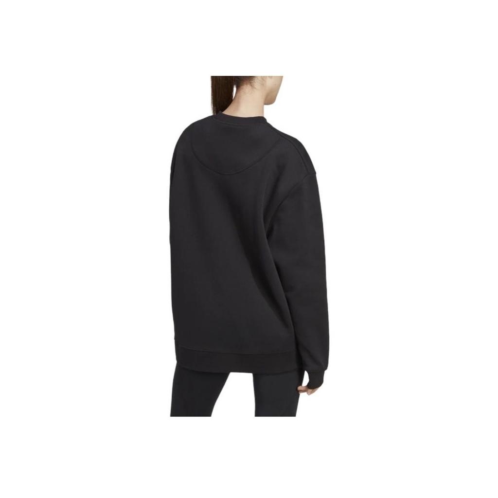 Adidas Solid Color Crew Neck Long Sleeve T-Shirt Women Tops Black HS1715