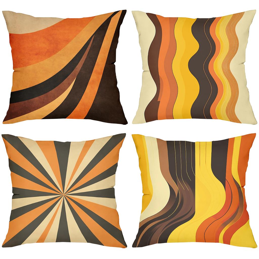 Set of 4 Retro Mid Century Modern Abstract Throw Pillow Covers Pattern Cushion Cover Suitable for Sofa Bedroom Car Pillow Cover