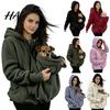Hands Free Dog Holder Pet Pouch Zip-up Hoodie for Women, Cat Carrying Pocket Hooded Warm Nursing Sweatshirt, Winter Fleece Long Sleeves Jacket Animal