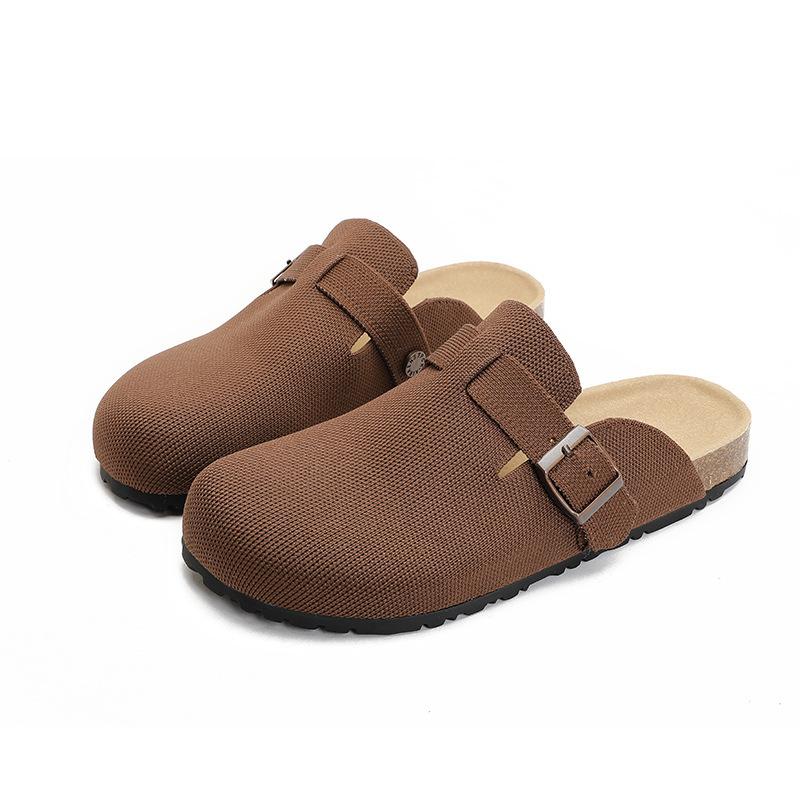 Létající pletení poloviční přetahování pletení s plochým dnem pohodlné pletení ležérní jednonášlapná taška hlava dámské pantofle